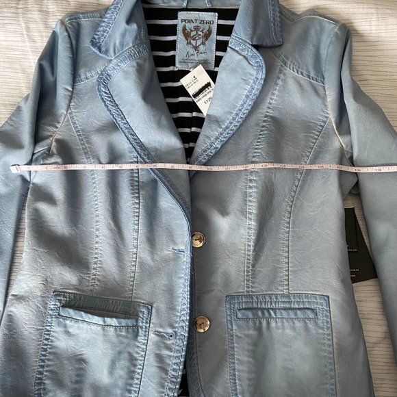 Point Zero Vegan Leather Jacket Sky Blue Size L NWT - Picture 14 of 16